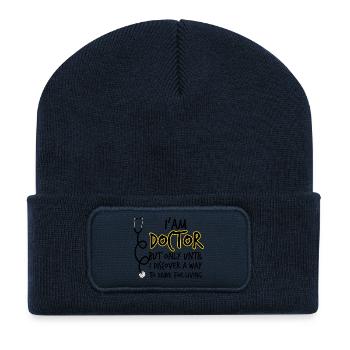 Docteur / IAM Docteur, mais seulement jusqu'à ce que je - Beanie recyclé à patch - bleu marine - Devant