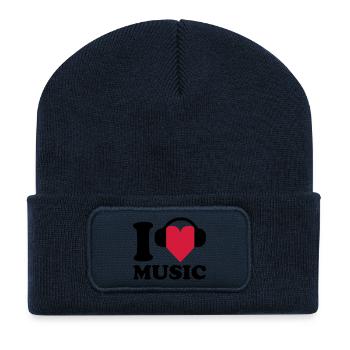 I love Music - Recycelte Patch Beanie - French Navy - Vorne