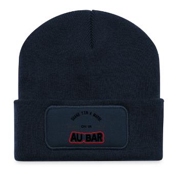 "On va au bar" t-shirt humour apéro - Beanie recyclé à patch - bleu marine - Devant