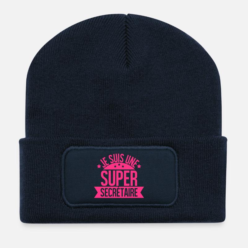je suis une super secrétaire - Beanie recyclé à patch - bleu marine