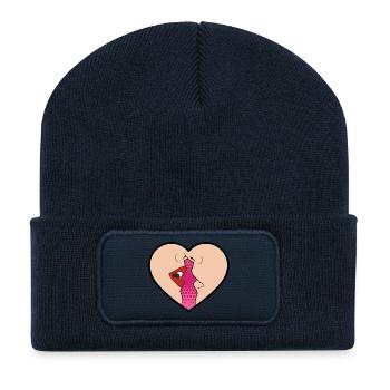 Pop Art / Comic: Herz mit küssendem Paar - Recycelte Patch Beanie - French Navy - Vorne
