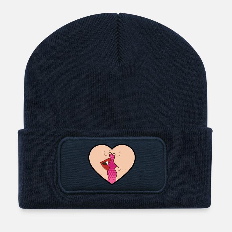 Pop Art / Graphic Novel: coeur avec quelques baisers - Beanie recyclé à patch - bleu marine