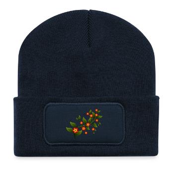 Blumen - Recycelte Patch Beanie - French Navy - Vorne