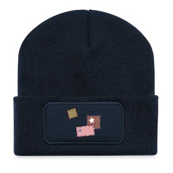 rapiéçage suture aiguille à coudre Patchwork étoiles - Beanie recyclé à patch - bleu marine - Devant