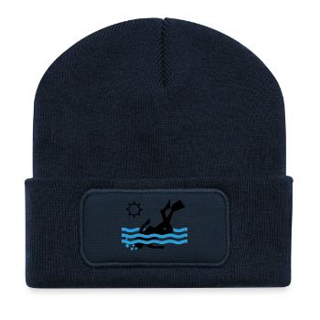 Plongeur - Beanie recyclé à patch - bleu marine - Devant