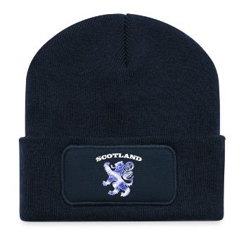 Scotland with Lion Rampant and Saltire Flag - Recycled Patch Beanie - french navy - Front