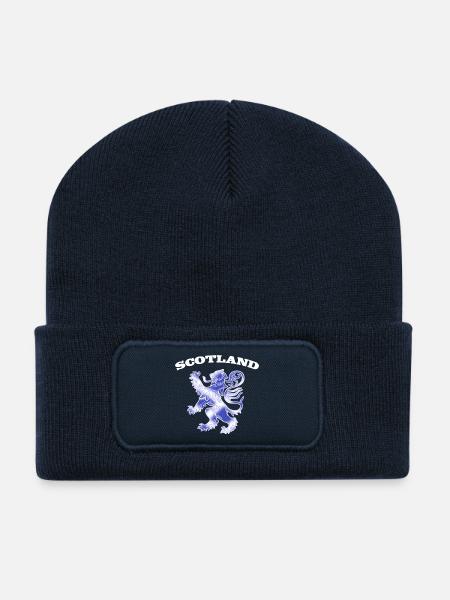 Scotland with Lion Rampant and Saltire Flag - Recycled Patch Beanie - french navy