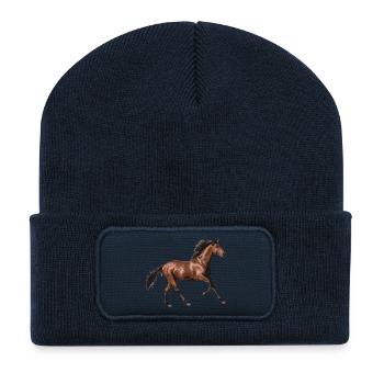 Pferd - Recycelte Patch Beanie - French Navy - Vorne