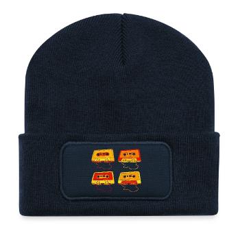 Musikkassette Compact Cassette Magnettonband Retro - Recycelte Patch Beanie - French Navy - Vorne