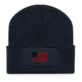 drapeau des États-Unis - Beanie recyclé à patch - bleu marine - Devant