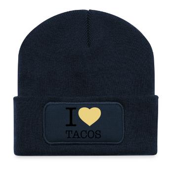 I LOVE TACOS - Recycled Patch Beanie - french navy - Front