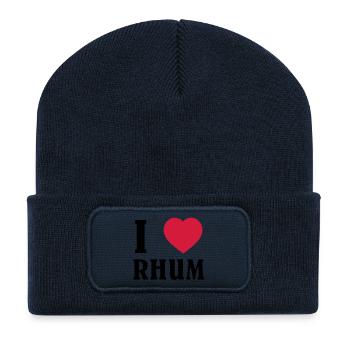 I Love Rhum - Beanie recyclé à patch - bleu marine - Devant