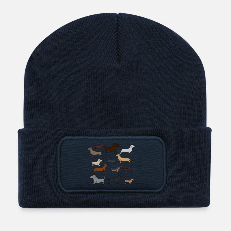 super cute dachshund, gift idea - Recycled Patch Beanie - french navy