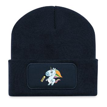 Dessin de Licorne - Beanie recyclé à patch - bleu marine - Devant