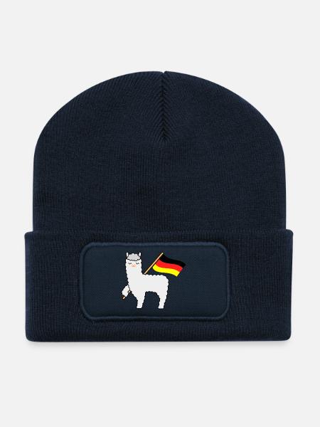 WM Alpaca Deutschland - Recycelte Patch Beanie - French Navy