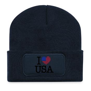 I love USA - Recycled Patch Beanie - french navy - Front