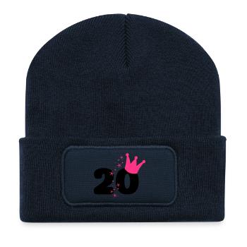20. Geburtstag mit Krone - Recycelte Patch Beanie - French Navy - Vorne
