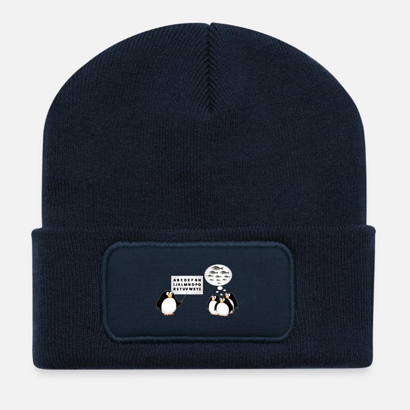 École - Pingouin - Beanie recyclé à patch - bleu marine