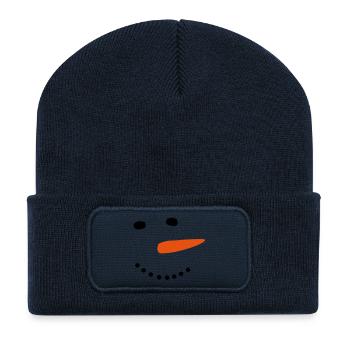 Schneemann Schnee Winter Weihnachten - Recycelte Patch Beanie - French Navy - Vorne