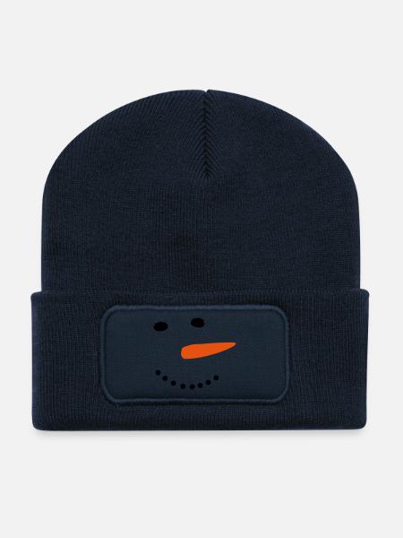 Snowman Winter Christmas - Recycled Patch Beanie - french navy