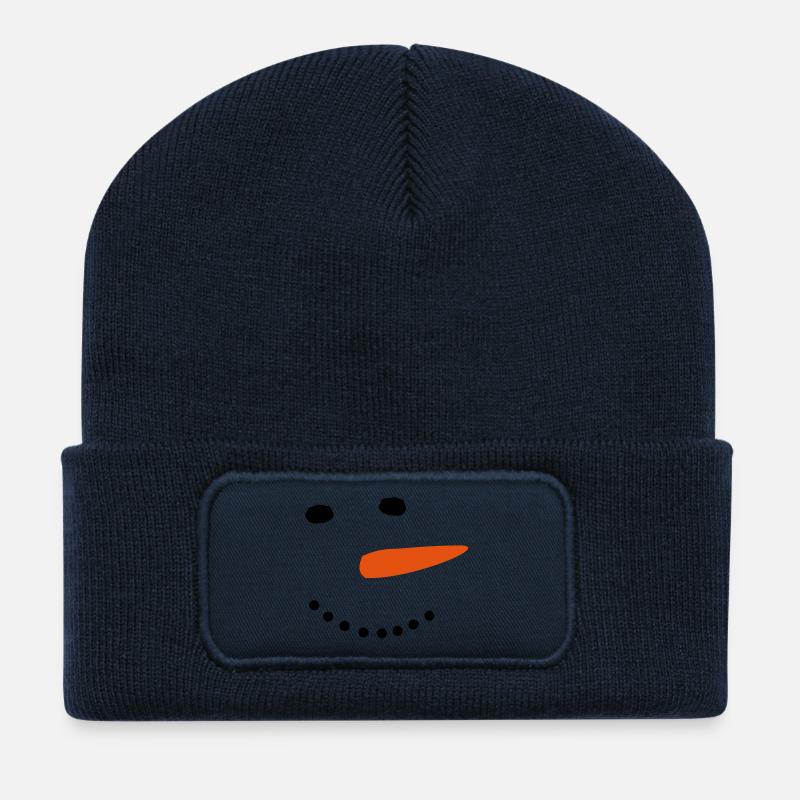 Schneemann Schnee Winter Weihnachten - Recycelte Patch Beanie - French Navy