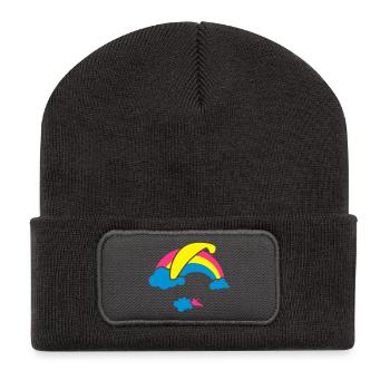 Arc en ciel et nuages Parapente - Beanie recyclé à patch - charbon - Devant