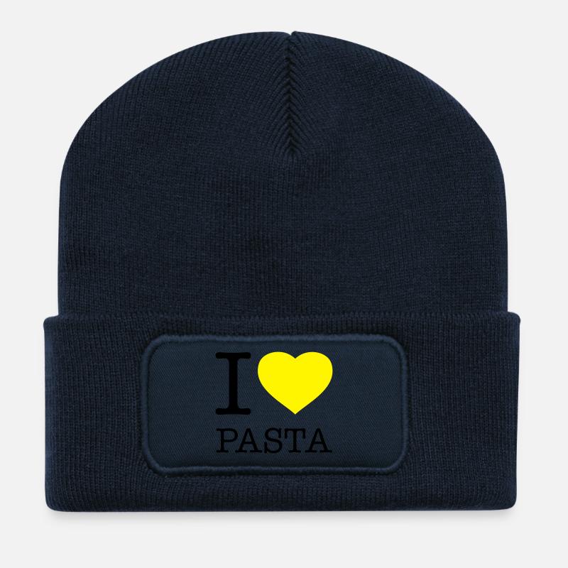I LOVE PASTA Makkaroni Nudeln - Recycelte Patch Beanie - French Navy