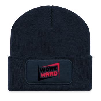 Work Hard - Recycelte Patch Beanie - French Navy - Vorne