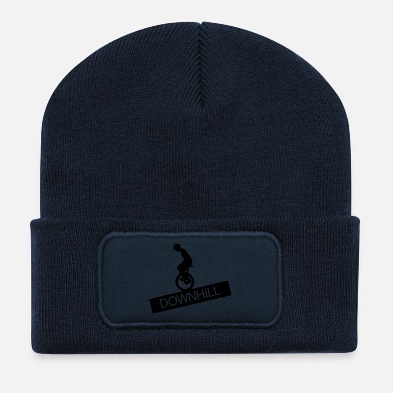 Monocycle, Downhill, A, roue,cavalier de monocycle - Beanie recyclé à patch - bleu marine