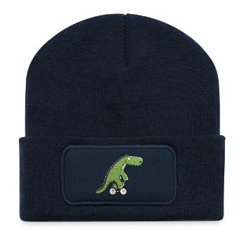 Cooler Radfahrer Dinosaurier I Fahrrad T Rex Dino - Recycelte Patch Beanie - French Navy - Vorne
