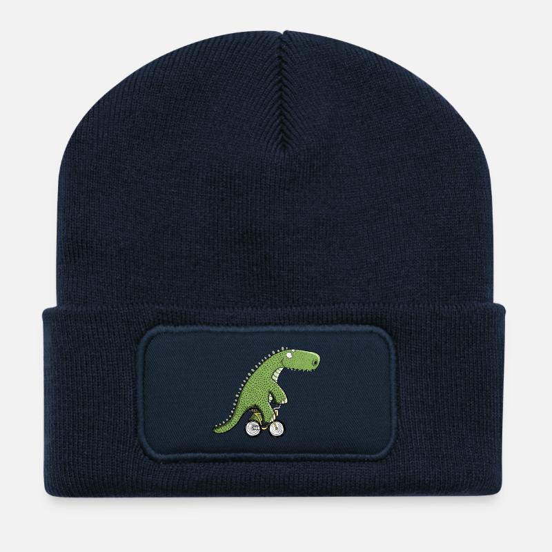 Cool cycliste dinosaure I vélo T Rex Dino - Beanie recyclé à patch - bleu marine