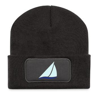 Sailing Boat Logo - Beanie recyclé à patch - charbon - Devant