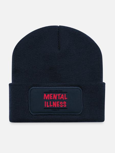 I don't suffer from Mental Illness, I enjoy it! - Beanie recyclé à patch - bleu marine