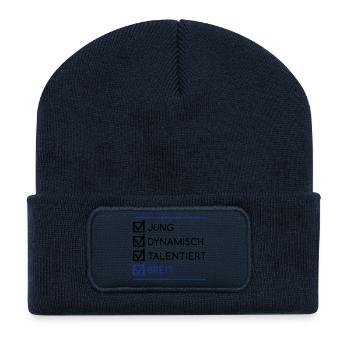 jung_dynamisch_talentiert_breit__f2 - Recycelte Patch Beanie - French Navy - Vorne
