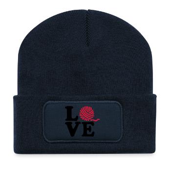 Tricoter - Beanie recyclé à patch - bleu marine - Devant