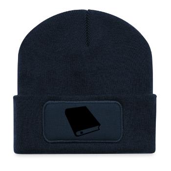 cartoon vector book reader bookseller writer - Recycled Patch Beanie - french navy - Front