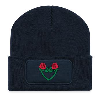 Coeur de fleur de rose 3c - Beanie recyclé à patch - bleu marine - Devant
