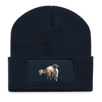 zwei kleine Ziegen - Recycelte Patch Beanie - French Navy - Vorne