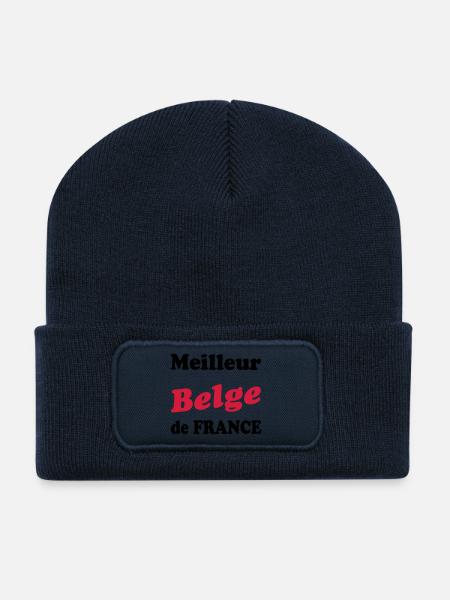 Meilleur belge de France 222 - Beanie recyclé à patch - bleu marine