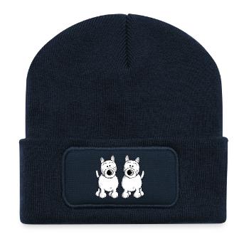 West Highland White Terrier Duo - Recycelte Patch Beanie - French Navy - Vorne