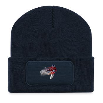 motocross - Beanie recyclé à patch - bleu marine - Devant