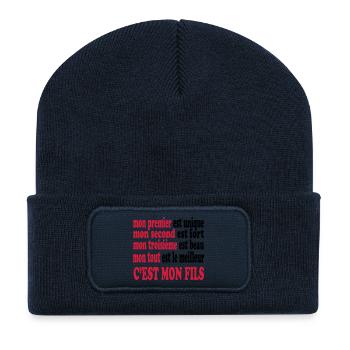 Mon fils est beau - Recycled Patch Beanie - french navy - Front