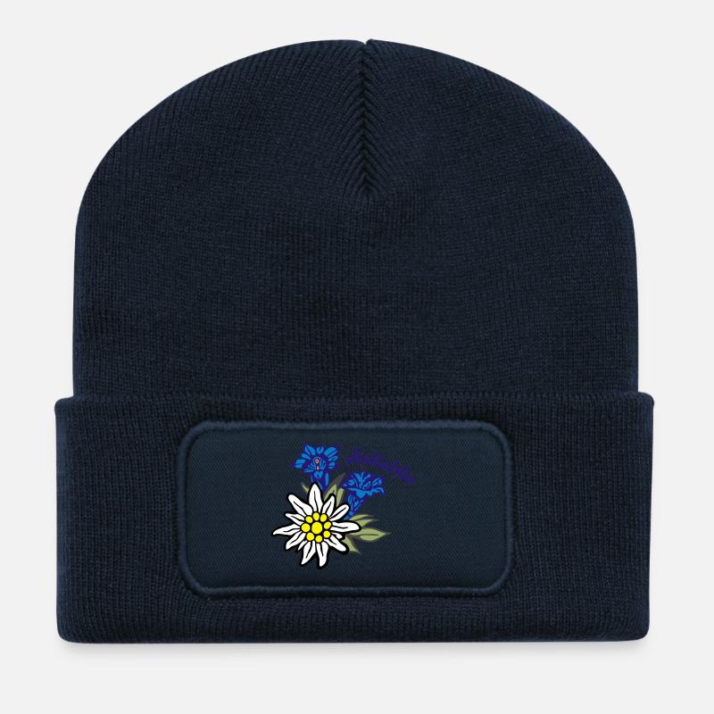 (edelweiss_mit_enzian_holladiho) - Recycelte Patch Beanie - French Navy
