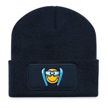 Smiley Skiing - Recycelte Patch Beanie - French Navy - Vorne