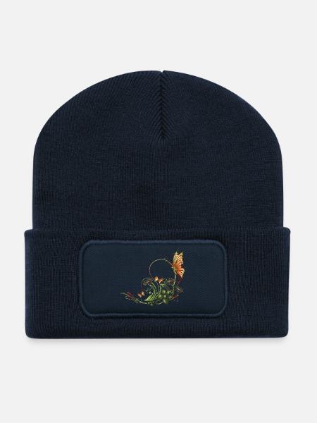 Schmetterlinge mit floralen Elementen - Recycelte Patch Beanie - French Navy