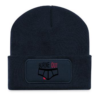 burne out burnout underpants quote couille - Recycled Patch Beanie - french navy - Front