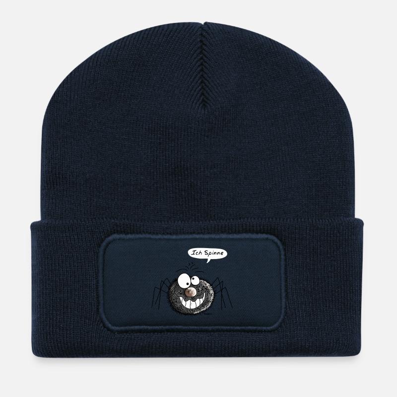 Ich Spinne - Smile - Spinnen - Schwarz - Lachen - Recycelte Patch Beanie - French Navy