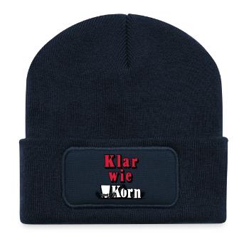 Korn , Party , Weizenkorn ,Klar wie Korn (25) - Recycelte Patch Beanie - French Navy - Vorne