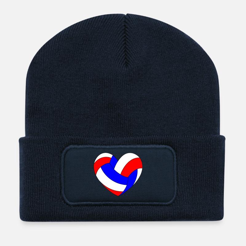 Volleyball Heart Blue White Red - Recycled Patch Beanie - french navy