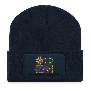 Andalusian Tiles 3 (face mask) - Recycled Patch Beanie - french navy - Front